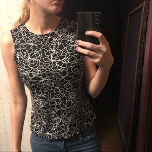 White Black Floral Tank